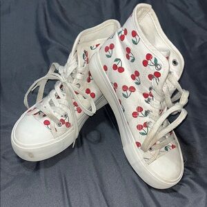 American Eagle Outfitters White and Red Sneakers
